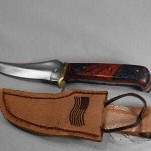 Stainless Steel Blade 5.25” Acrylic Red & Black Handle