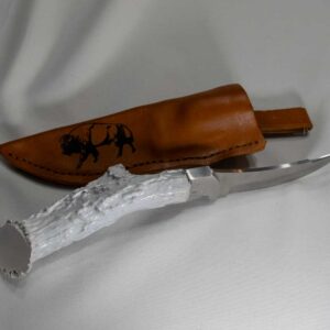 Stainless Steel 3.75” Blade ~ White Tail Deer Handle ~ Buffalo Sheath