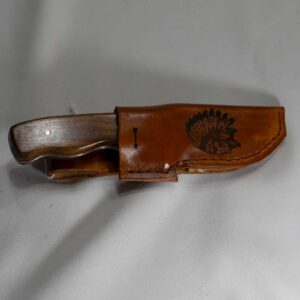 Stainless Steel 3.5” Blade ~ Walnut Handle ~ Sheath-Indian Chief