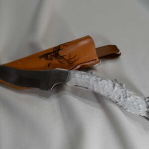 Stainless Steel 3.75” ~ White Tail Deer Handle ~ Sheath White Tail